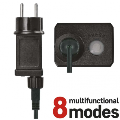 Lampki choinkowe 80 LED cherry 8m zimna biel zielony przewód 8 programów IP44 EMOS (D5AC06)